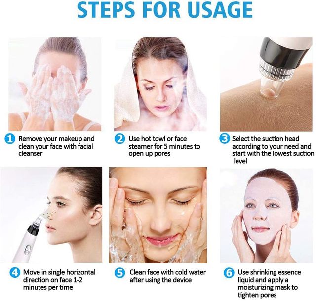 Eliminador espinillas, limpieza facial 5 cabezales