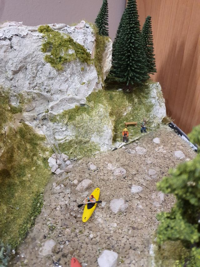 diorama descida canoa canoas sella, Asturias