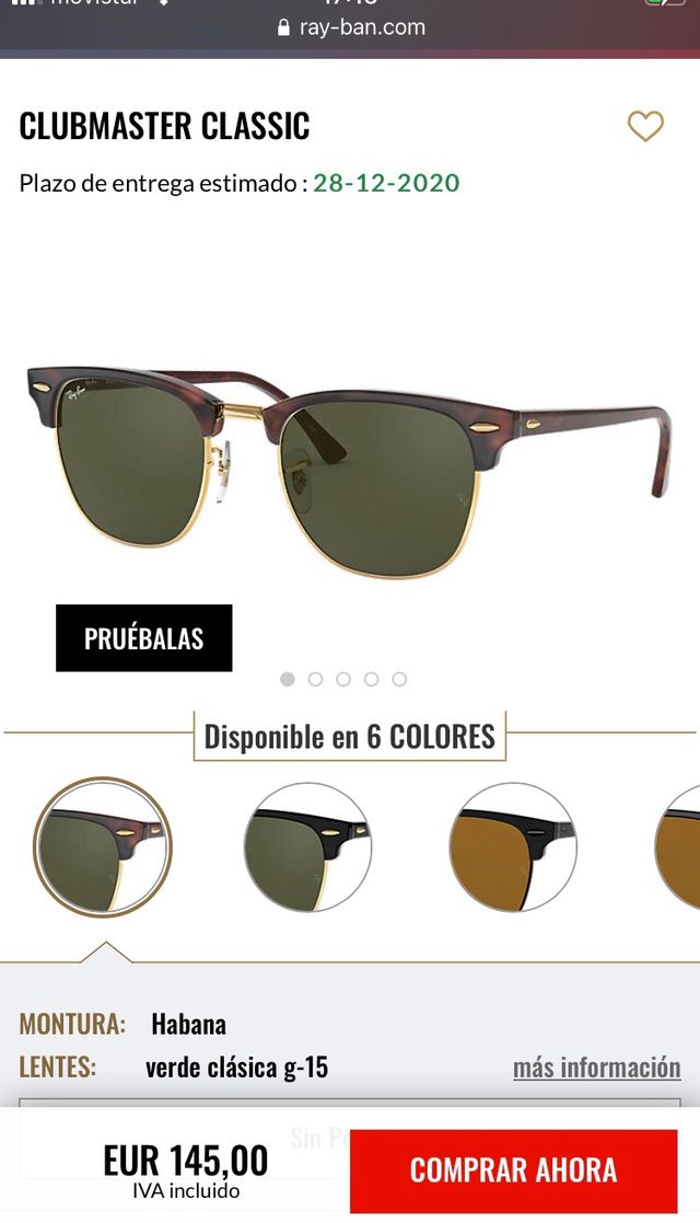 Ray-Ban B&L Clubmaster (precio original 145€)