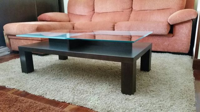 MESA CENTRO SALÓN WENGUÉ Y CRISTAL