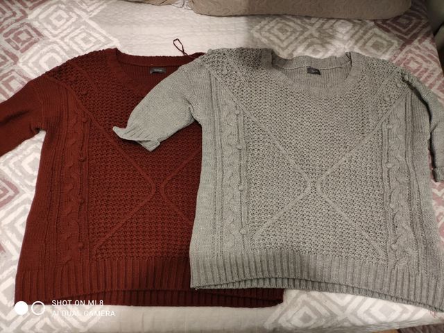 2 jersey en tonos gris y granate talla XL