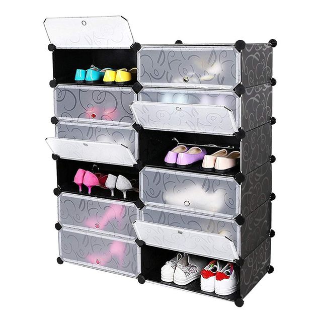 Armario de 12 Cubos de Plástico Negro para Zapatos de segunda mano por