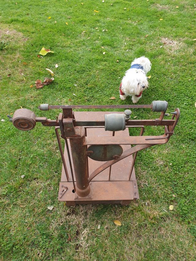 Bascula MOR antigua de hierro, industrial