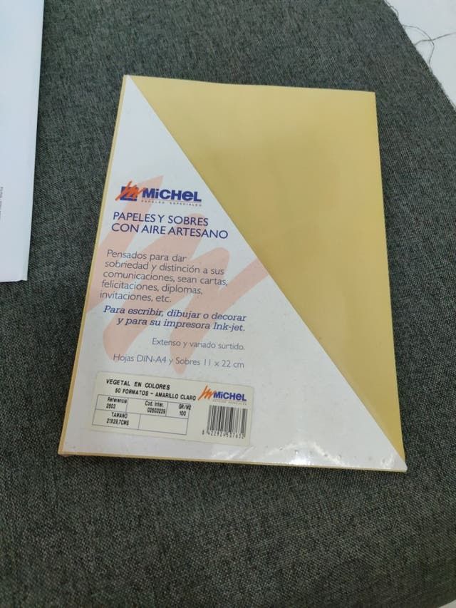 10 Hojas Papel Vegetal Michel A4 ( 7 COLORES)