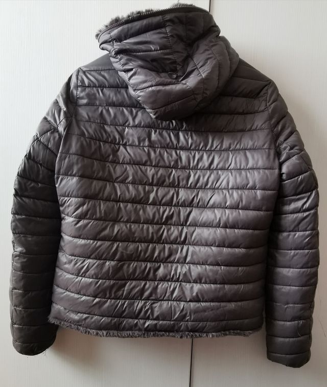 Plumas pelo gris, corto, reversible. M / L