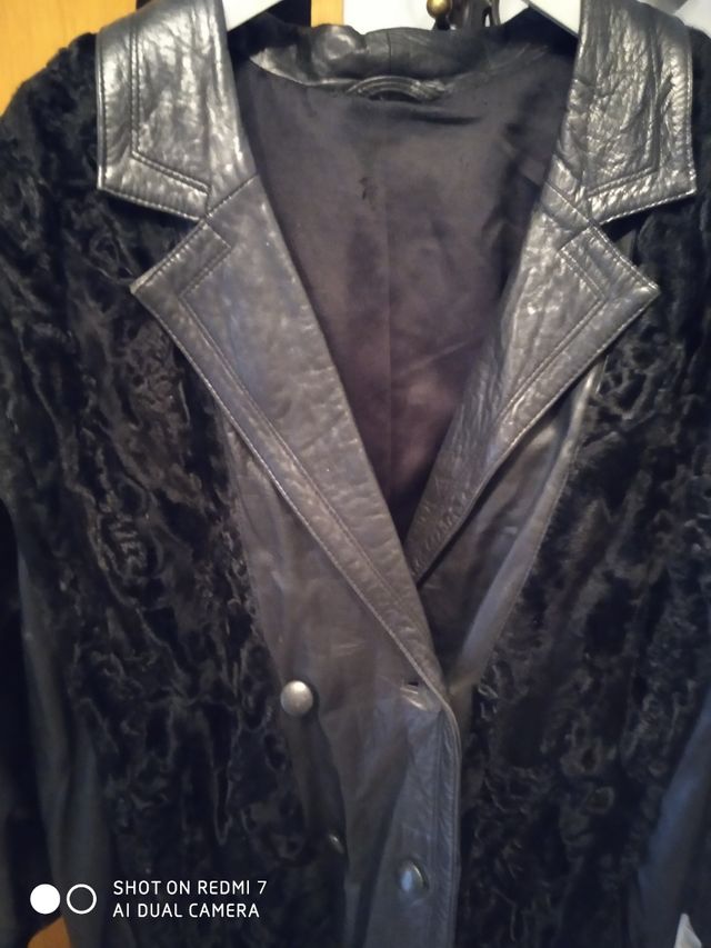 Chaqueton cuero y astracan autentico