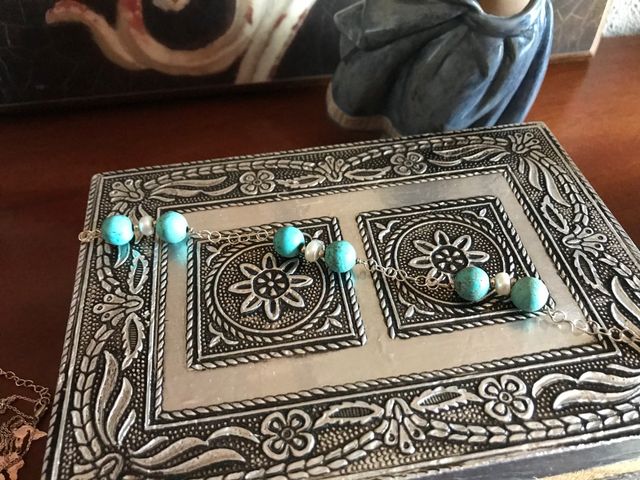 Pulsera plata y turquesas