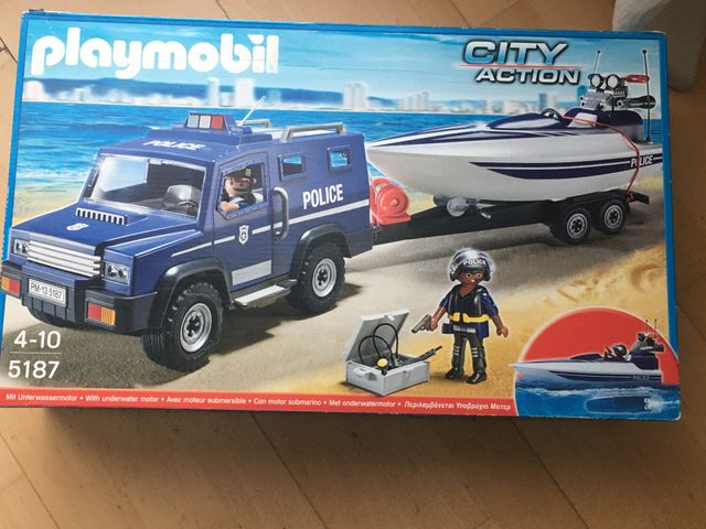 Playmobil 5187 lancha con coche de policia