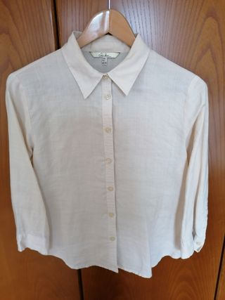 Camisa lino mujer Zara talla L de segunda mano por 10 EUR en Montblanc en  WALLAPOP