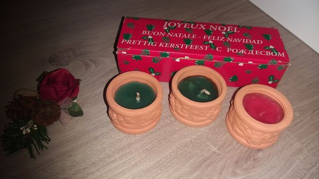 3 velas en terracota