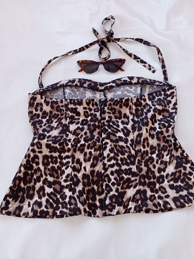 Pin Up Top de Leopardo estilo Vintage