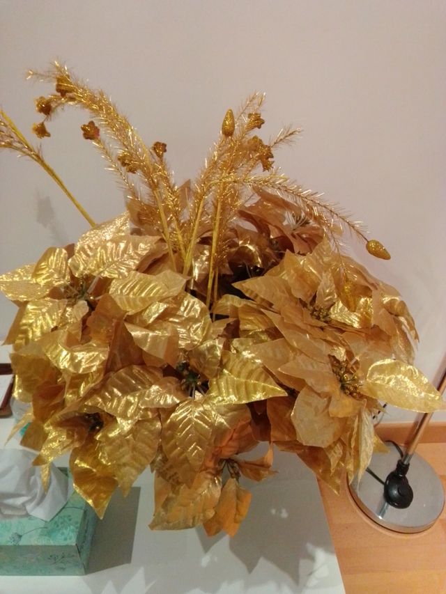 Flores de Pascua doradas. decoración navidad