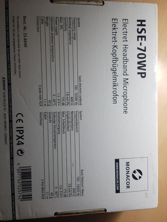 microfono eléctrico (diadema)