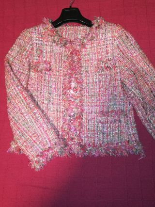 Chaqueta tweed rosa Outlet