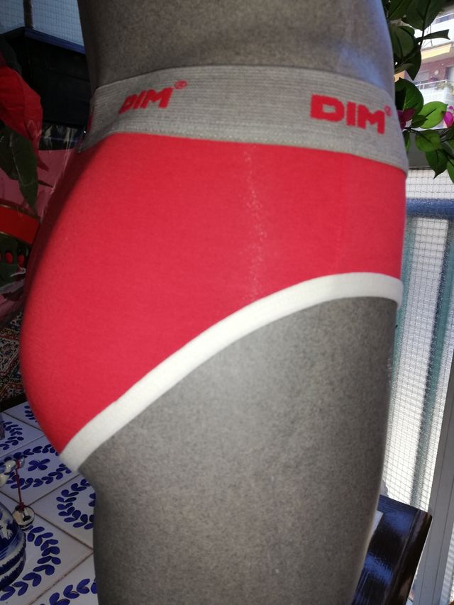 Slip algodón rojo y blanco M Dim