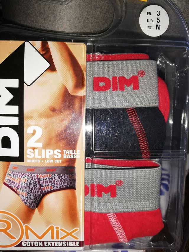 Slip algodón rojo y blanco M Dim