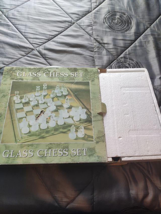 Juego de ajedrez de cristal de 35x35cm