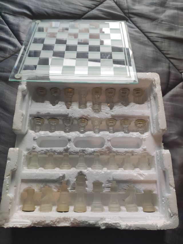 Juego de ajedrez de cristal de 35x35cm