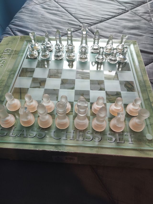 Juego de ajedrez de cristal de 35x35cm