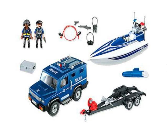 PLAYMOBIL - COCHE POLICIA + Lancha Remolque