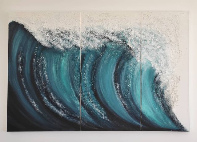 Lienzo ola Tríptico 1x1,50 cm acrilico