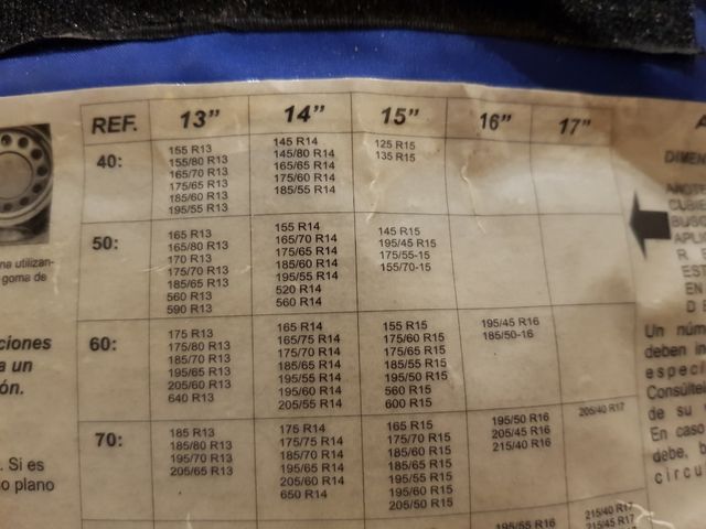 cadenas para ruedas de 13" 14" y 15"