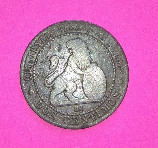 moneda 2 céntimos 1870 2 gramos Quinientas piezas