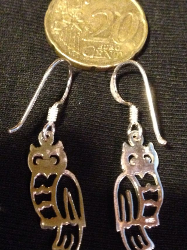 Pendientes buhos de plata de ley