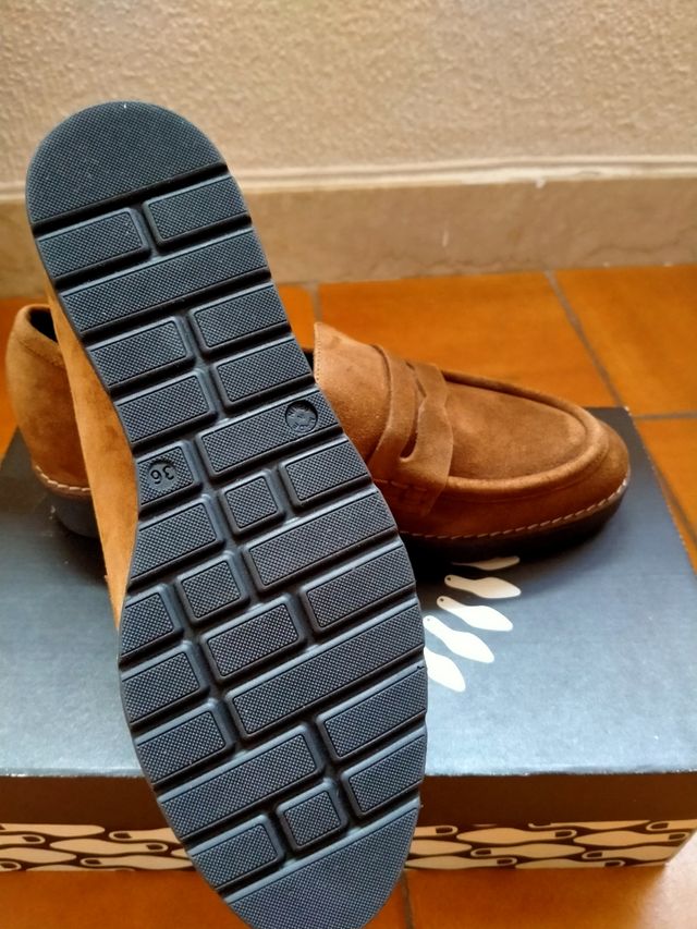 Mocasines de piel-ante color Camel, N.36