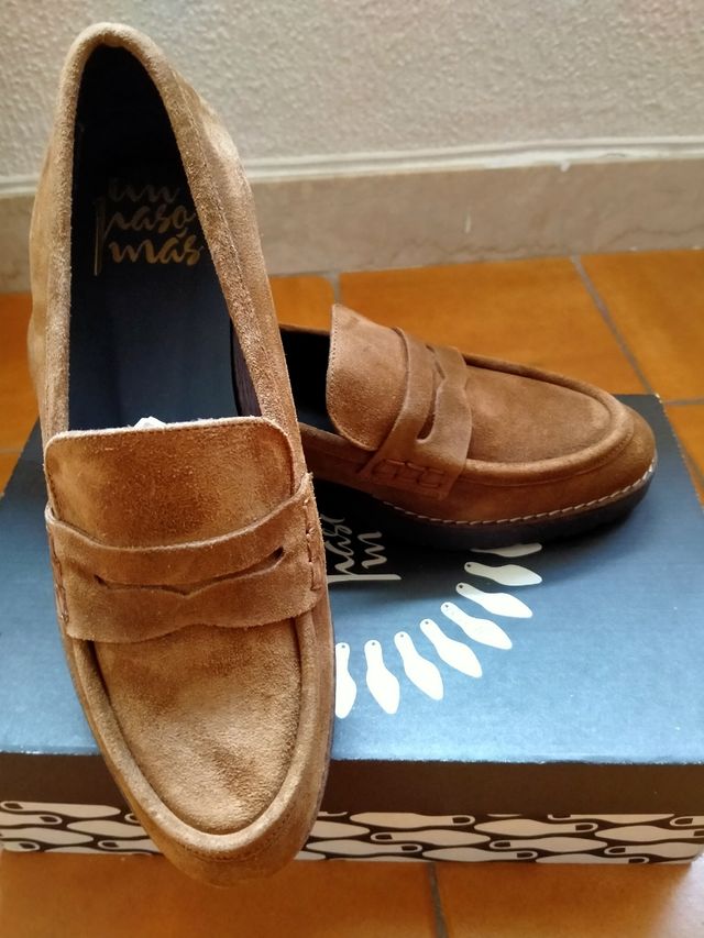 Mocasines de piel-ante color Camel, N.36
