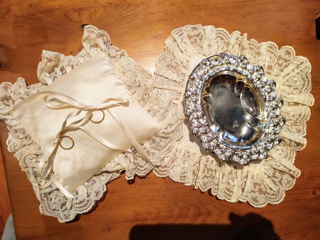 Arras de plata con cesta y cojín para anillos