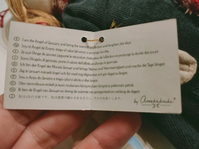 Muñeca trapo vintage "ángel de enero"