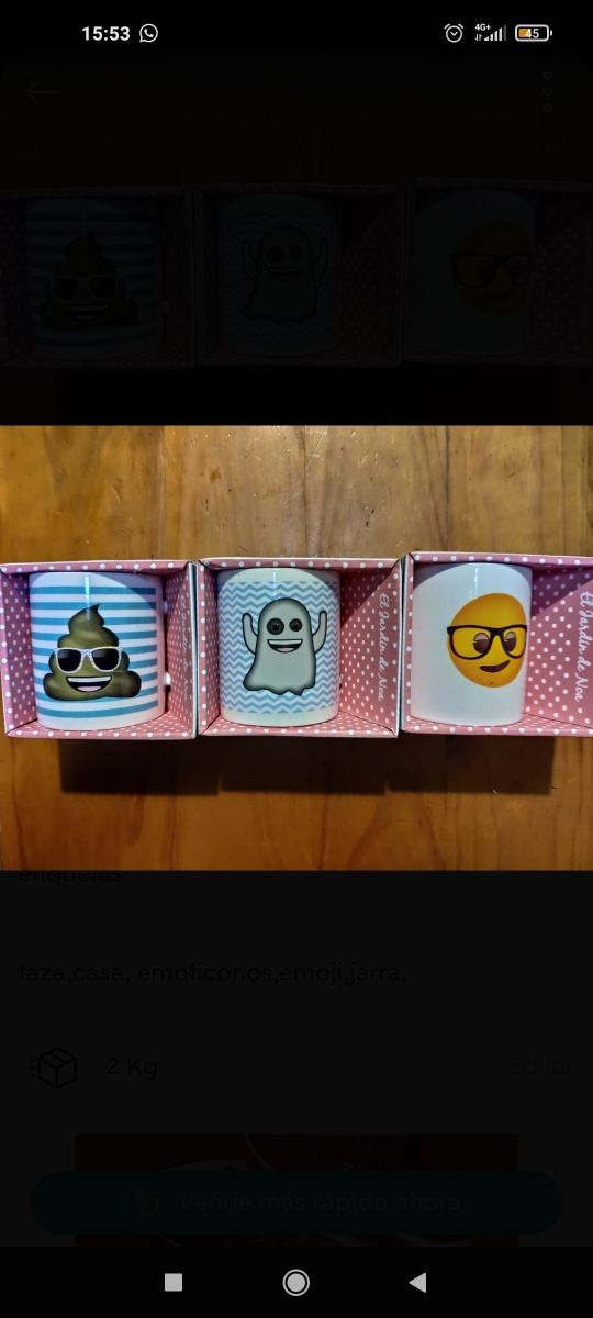 3 tazas emoticonos
