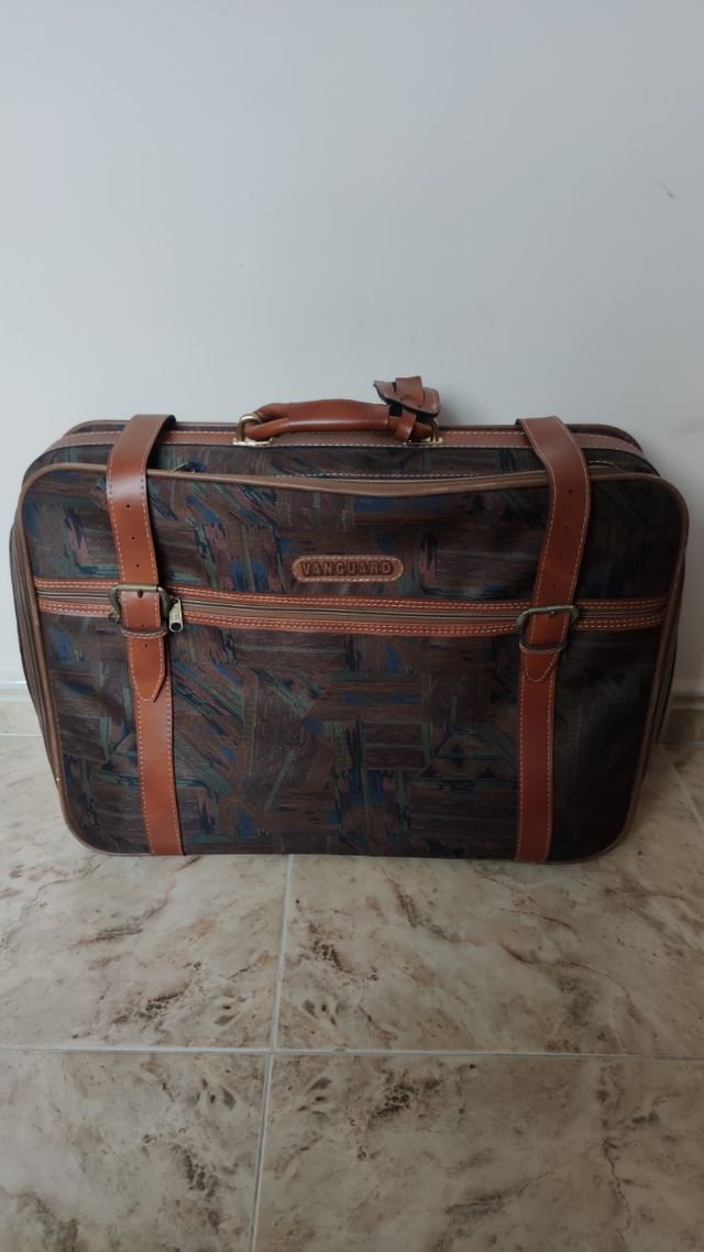 juego de maletas vintage Vanguard marrón estampado