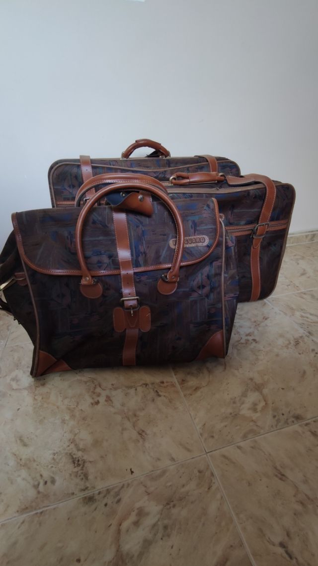 juego de maletas vintage Vanguard marrón estampado