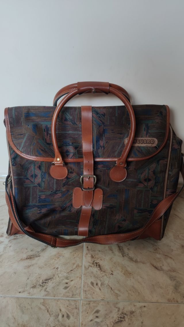 juego de maletas vintage Vanguard marrón estampado