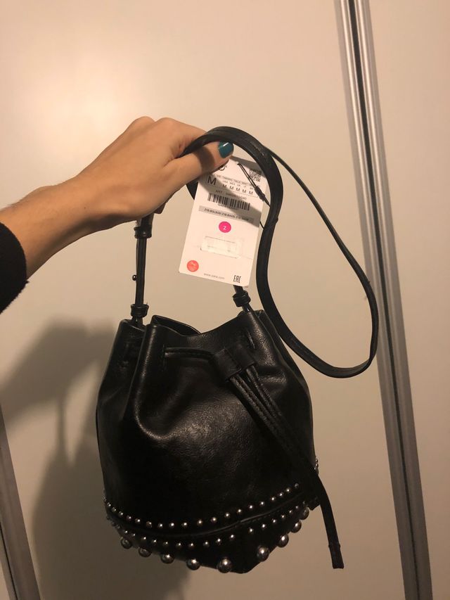 Bandolera Tachas Carteras De Zara Zara Basic Bolso Negro PequeÃ±o
