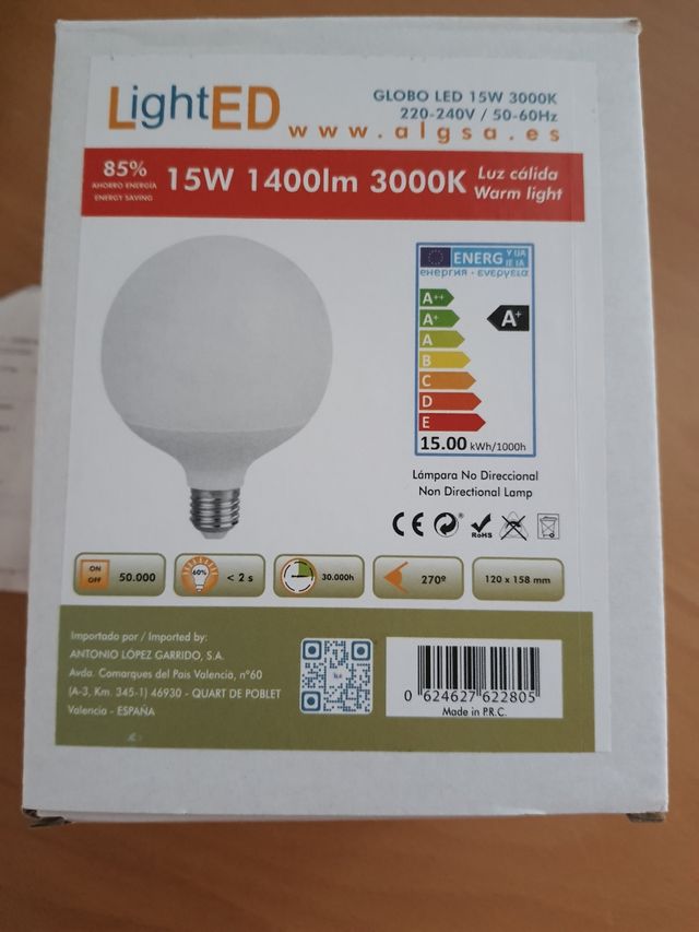 LED 15W 1400 lum 3000K Globo