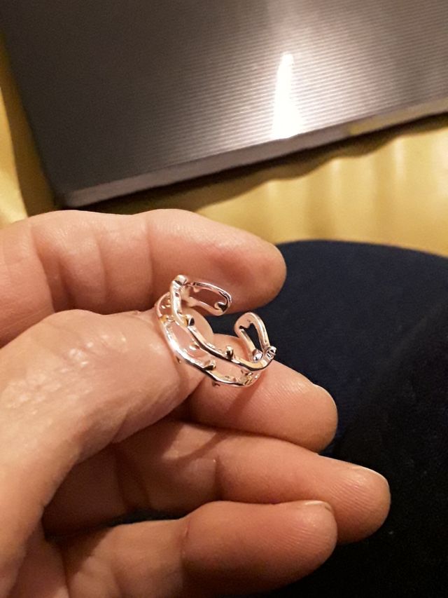 precioso anillo plata 925 con detalles dorados