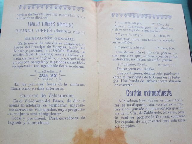 FACSIMIL PROGRAMA FIESTAS LOGROÑO 1902