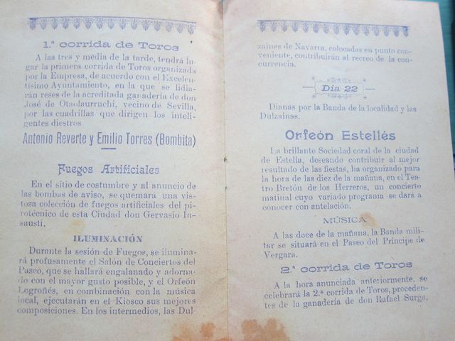 FACSIMIL PROGRAMA FIESTAS LOGROÑO 1902