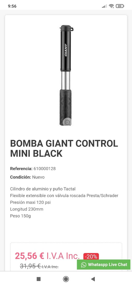 Mini bomba bicicleta