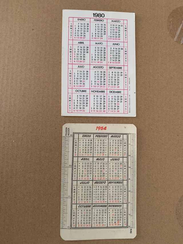 Calendarios bolsillo 2 unidades raros
