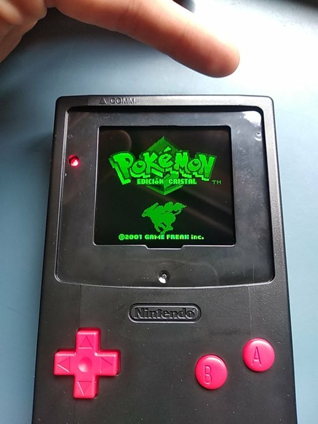 Gameboy color negra pantalla IPS retroiluminada de segunda