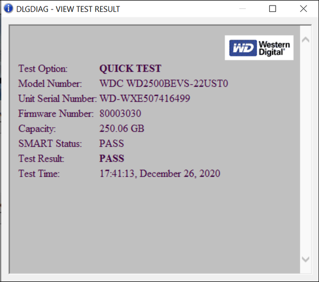 Western Digital WD2500BEVS 250GB