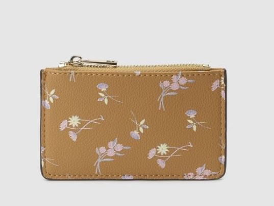Monedero tarjetero camel estampado