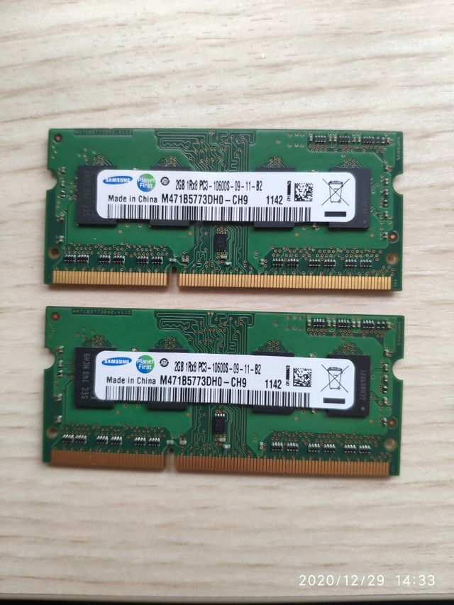 MEMORIA RAM Samsung 4GB (2 x 2Gb) PC3-10600S
