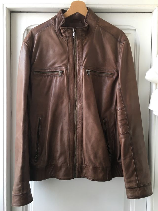 Cazadora cuero Camel Talla 56