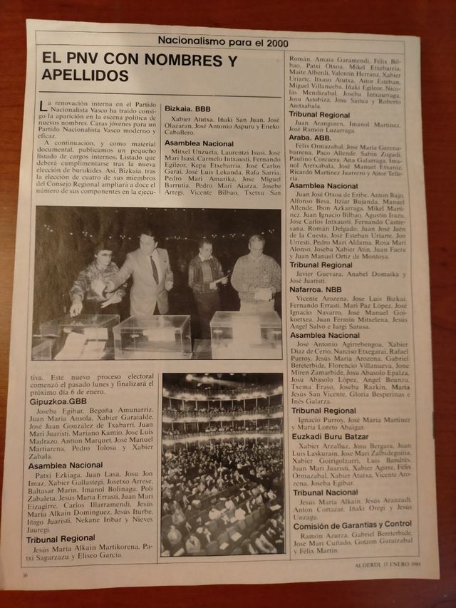 n°1 Revista ALDERDI de 1988 PNV
