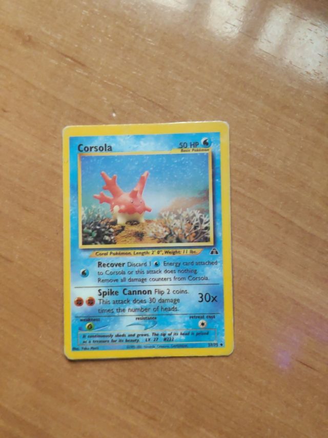 carta corsola pokemon plastificada
